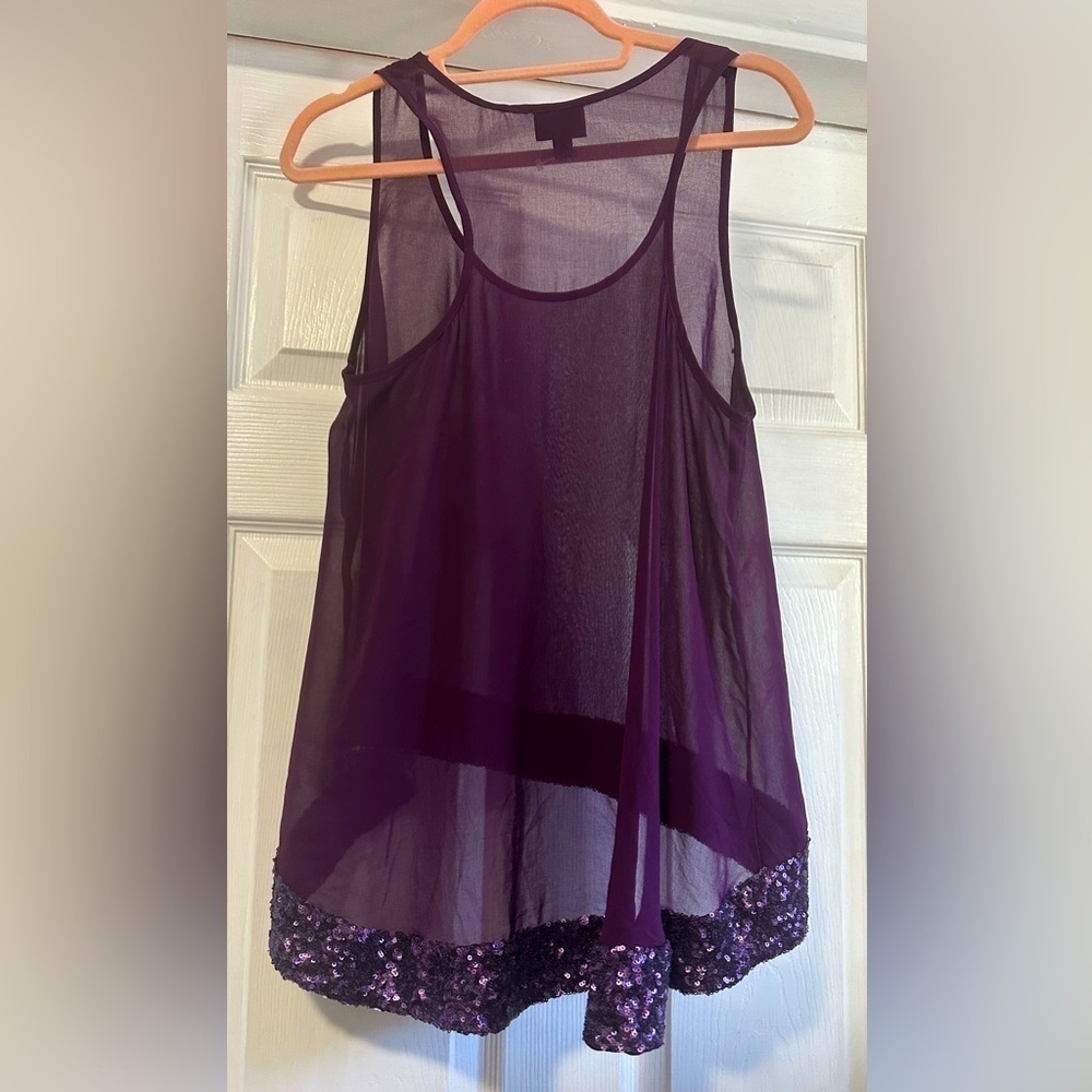 Mossimo Purple Sheer top with Sequin - Picture 4 of 9